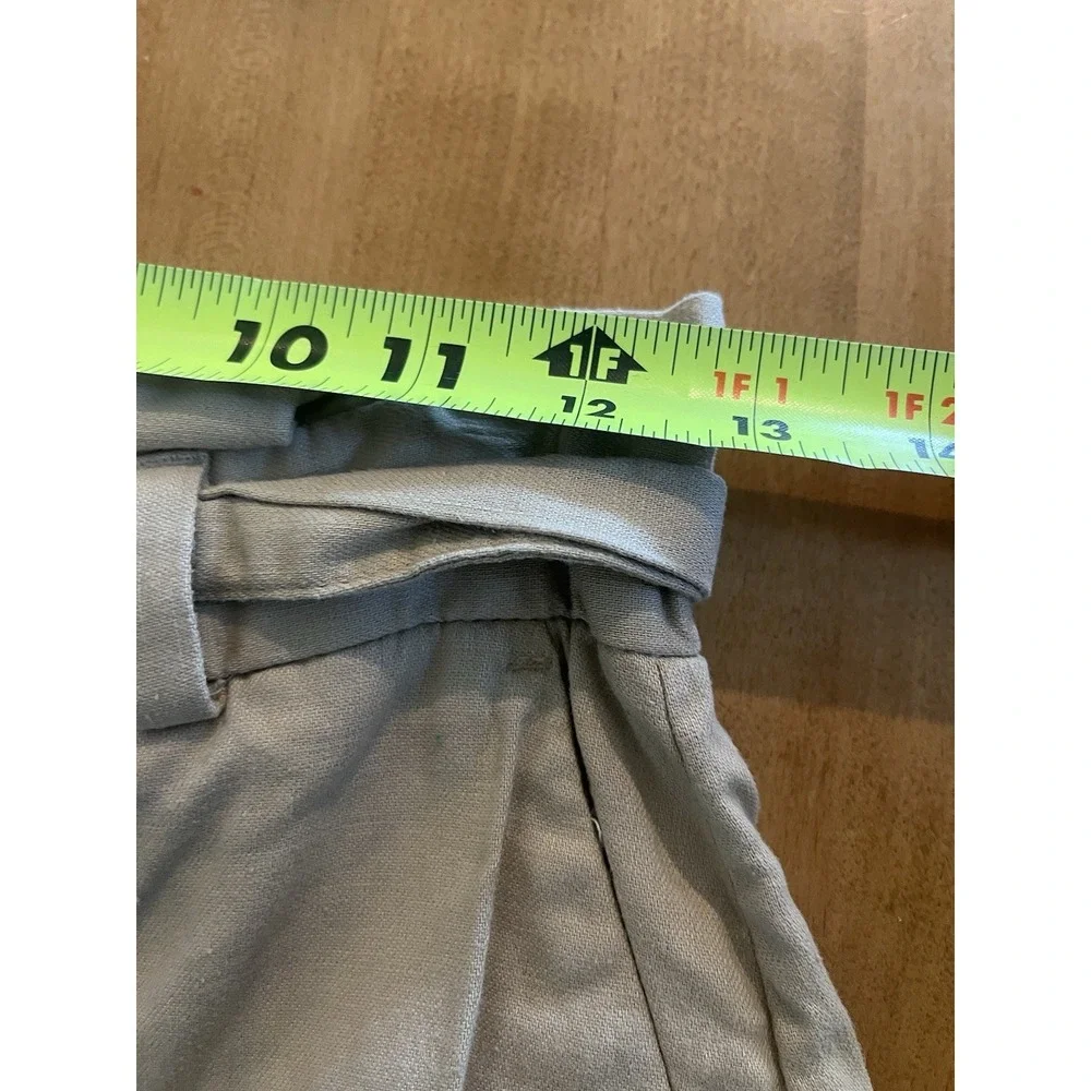 Banana Republic Pants Womens Sz 2 Blake Crop Tan Wide Leg Linen Blend Belt Khaki